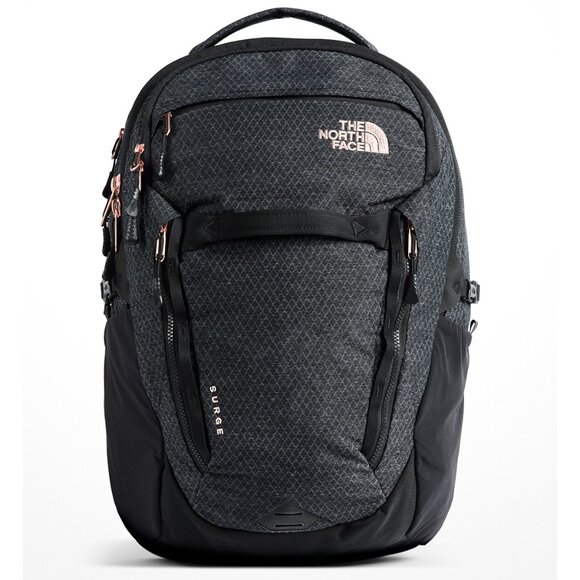 The North Face Women's Surge TNF Black Heather Copper Laptop Backpack Daypack - Picture 1 of 6